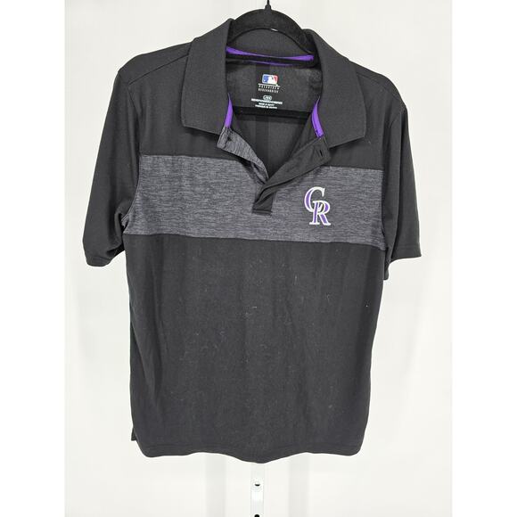 Colorado Rockies Other - MLB Baseball Colorado Rockies Mens Sz L Short Sleeve Polo Shirt Athletic Black